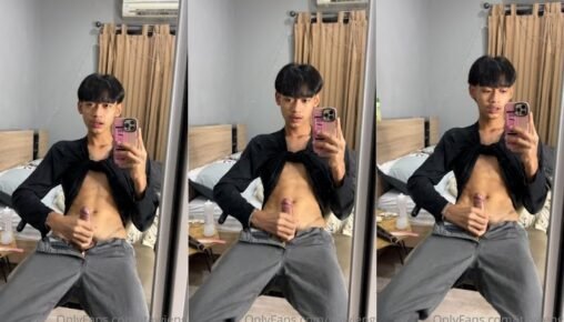 ต้าวเจ๋งชักว่าวโชว์หน้ากระจก วัยรุ่นเกย์ไทยตัวตึงถ่ายคลิปมือหนึ่ง อีกมือชักควยเสียวฟินน้ำแตกทะลัก