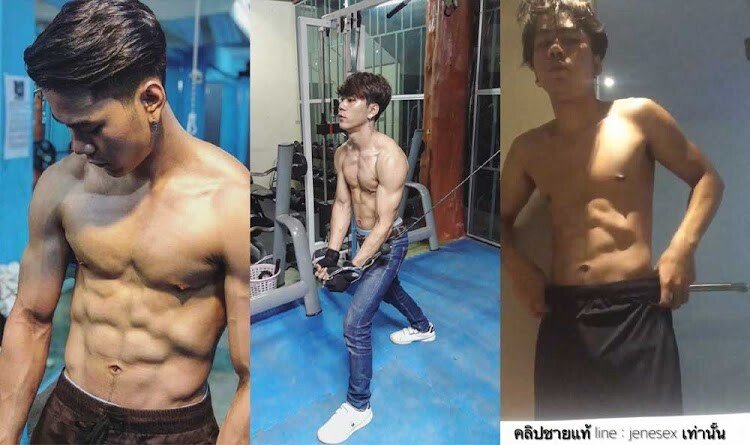 คลิปหลุดหนุ่มไทย เคนจิ หนุ่มฟิตเนสหุ่นแซ่บ ชักว่าวโชว์ควยน้ำแตกในกลุ่มลับ กล้ามแน่นซิกแพคเน้นๆ  ชายแท้อ่อยเกย์
