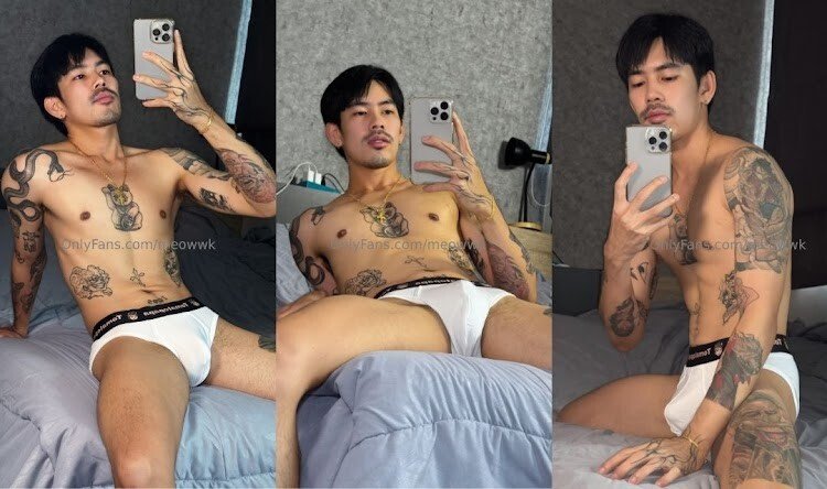 แมวกวัก เกย์ไทยหน้าโหดที่มีรอยสักรูปแมว โชว์ลีลาชักว่าวน้ำแตกเอาใจคนนอนดึกครับ